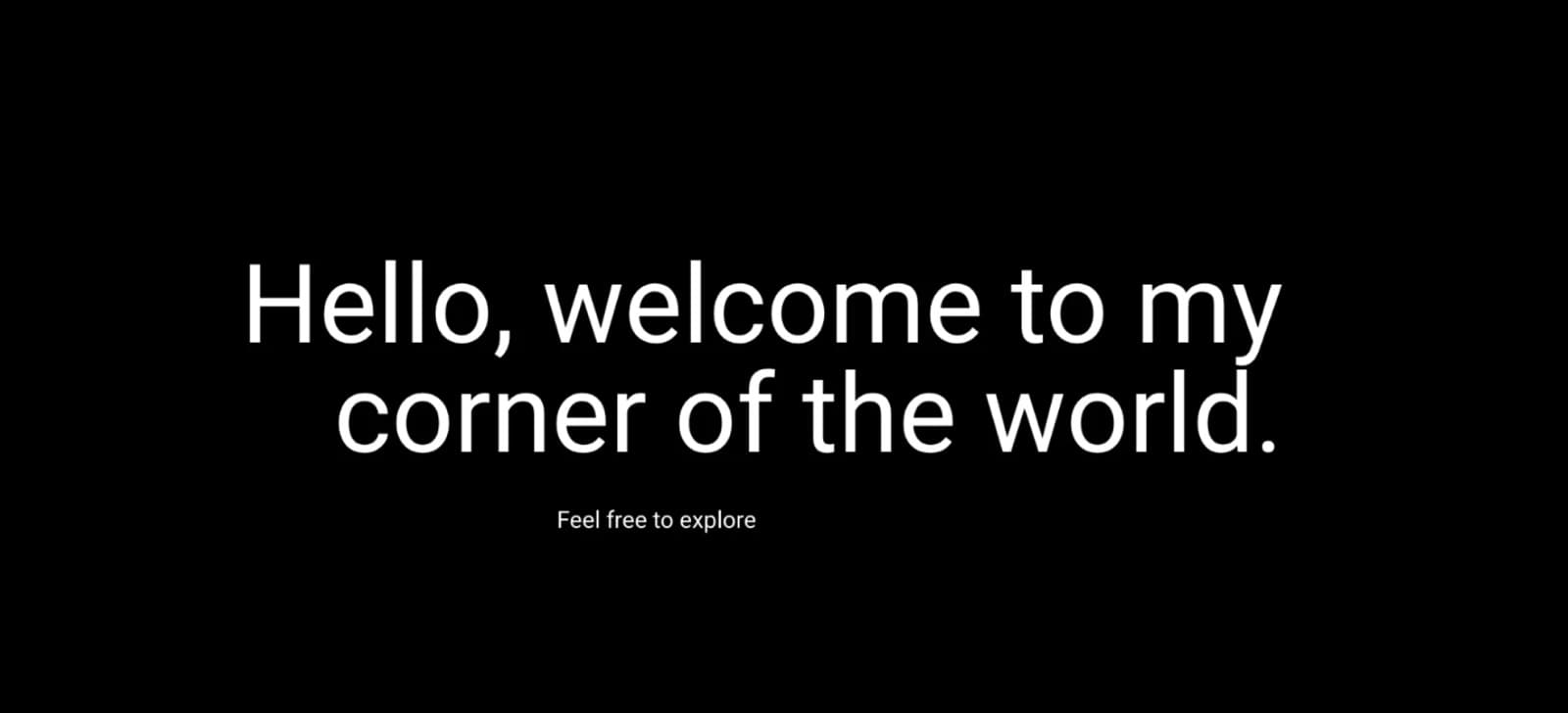 Daniela's photography portfolio cover — 'Hello, welcome to my corner of the world'